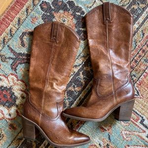 Brown Western Leather Frye heeled boots size 7